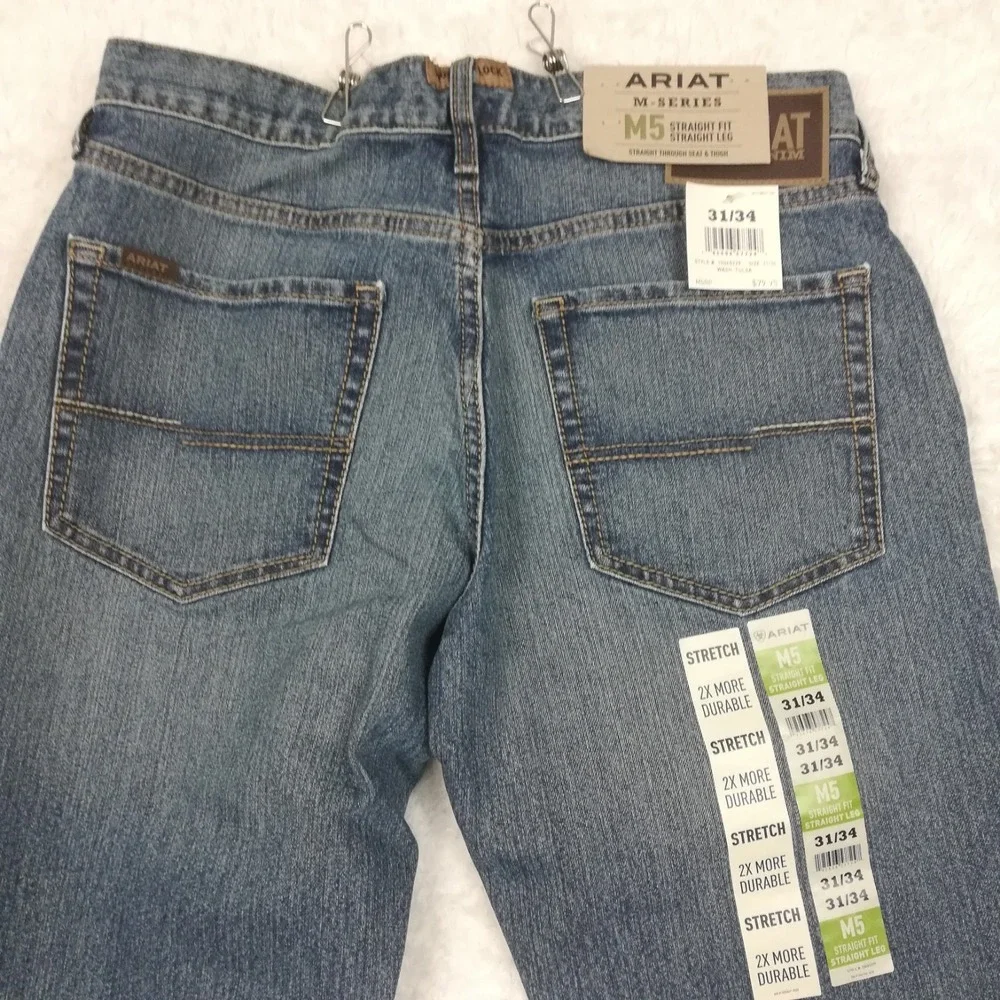 Ariat Mens Jeans M5 Hansen Straight Leg Blue Denim Tulsa Medium Wash 31x34 New